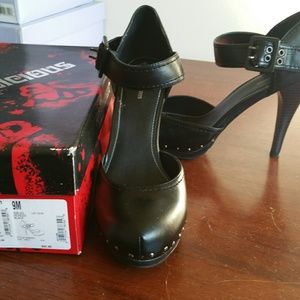 Fergalicious Black heels with strap size 9